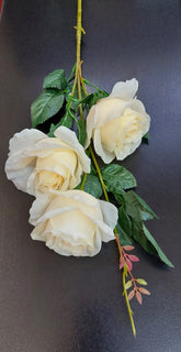 Fir trandafiri artificiali ivory 80cm – flori decorative material textil